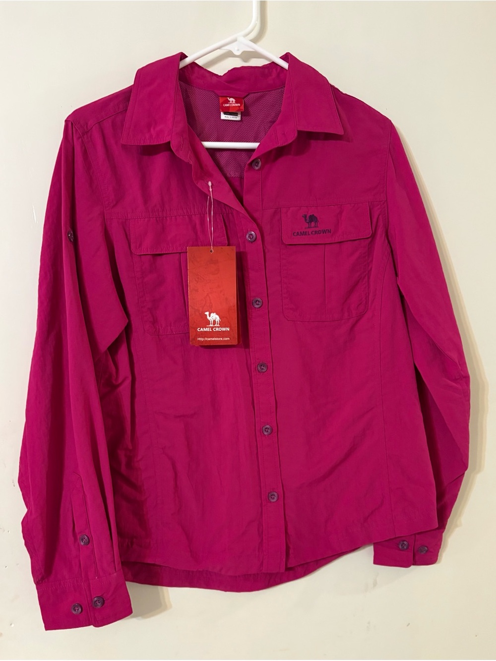 NWT Camel Crown Button Up Quick-dry Shirt Woman's Size Medium - Dark Pink